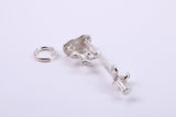 Dog Chasing Cat Charm, Traditional Charm, Made from Solid 925 Grade Sterling Silver, Complete with Attachment Link