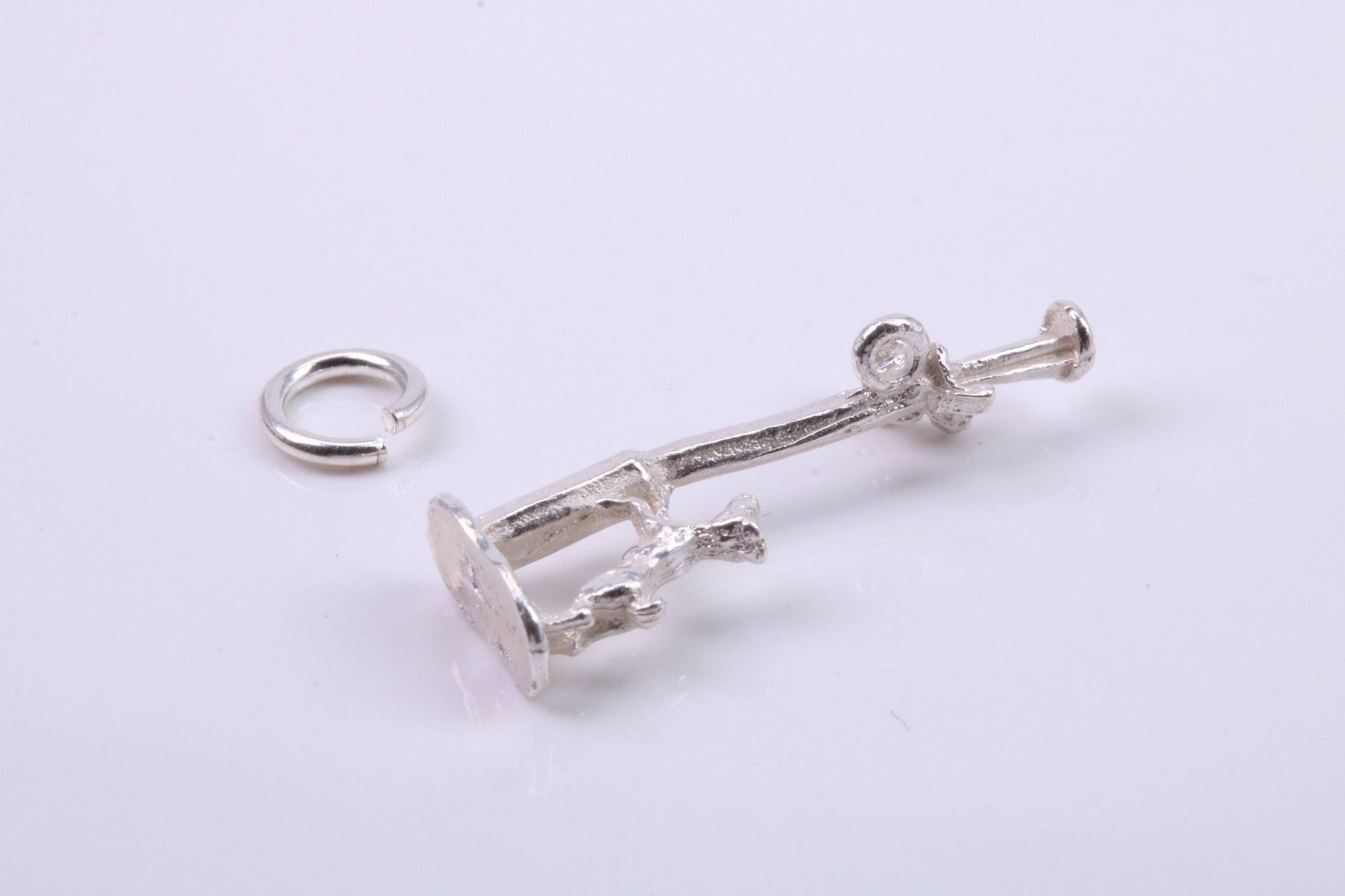 Dog Chasing Cat Charm, Traditional Charm, Made from Solid 925 Grade Sterling Silver, Complete with Attachment Link