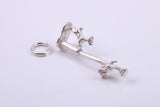 Dog Chasing Cat Charm, Traditional Charm, Made from Solid 925 Grade Sterling Silver, Complete with Attachment Link