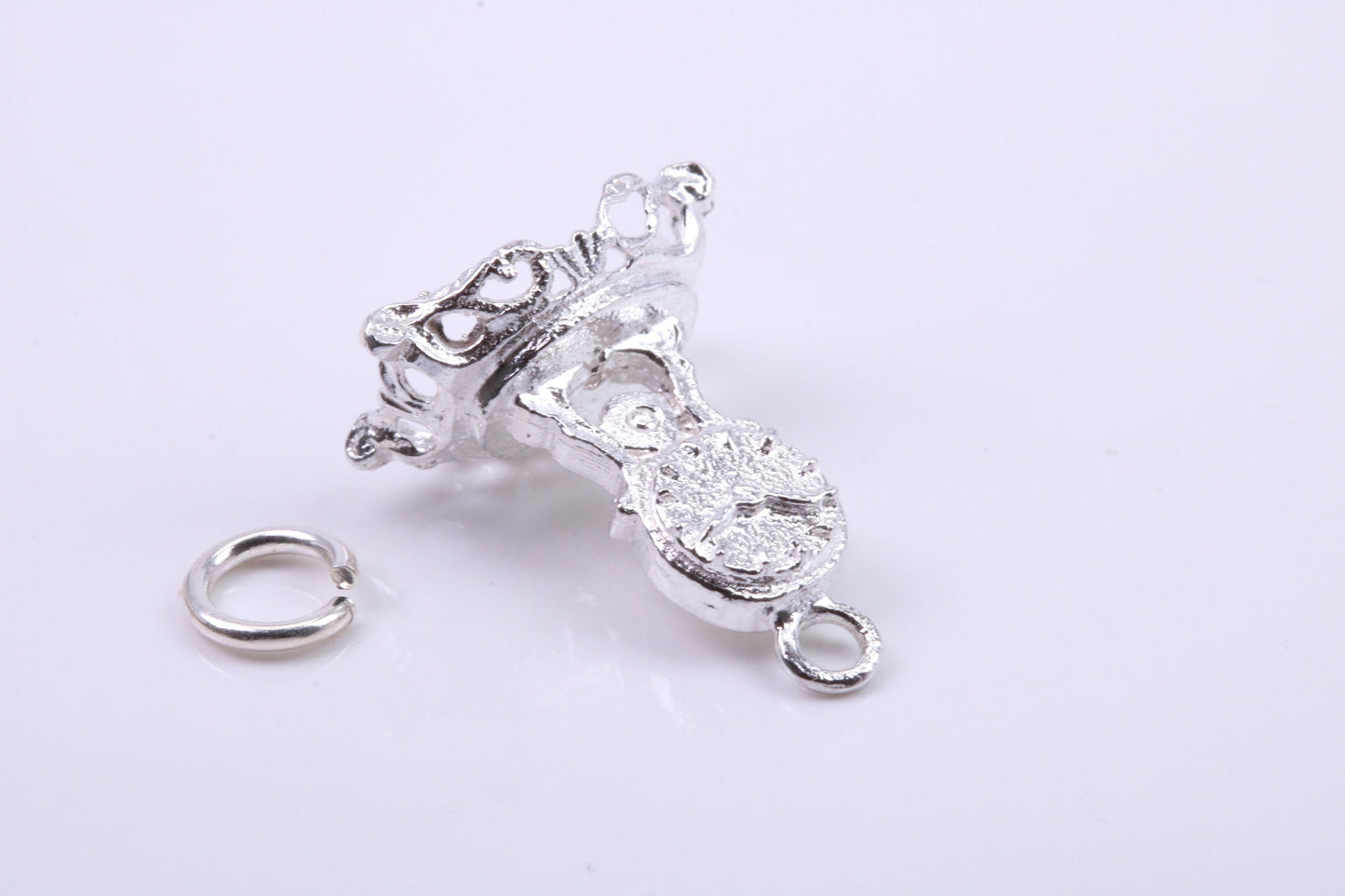 Mantle Clock Charm, Traditional Charm, Made from Solid 925 Grade Sterling Silver, Complete with Attachment Link