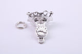 Mantle Clock Charm, Made from Solid Cast Silver, Complete with Attachment Link