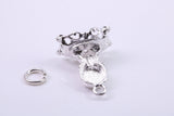 Mantle Clock Charm, Made from Solid Cast Silver, Complete with Attachment Link