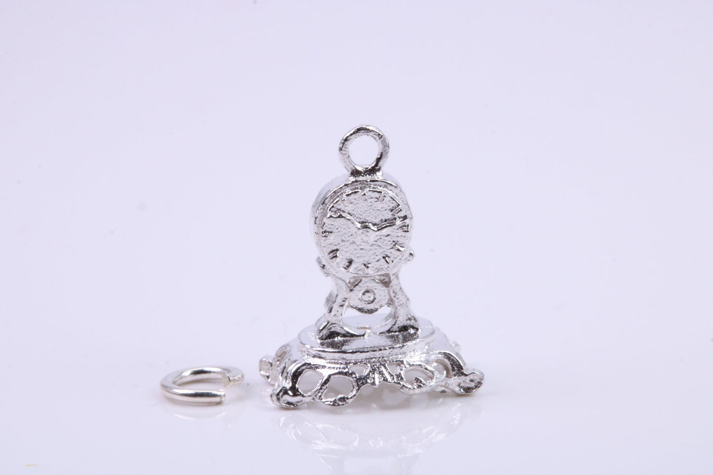 Mantle Clock Charm, Traditional Charm, Made from Solid 925 Grade Sterling Silver, Complete with Attachment Link