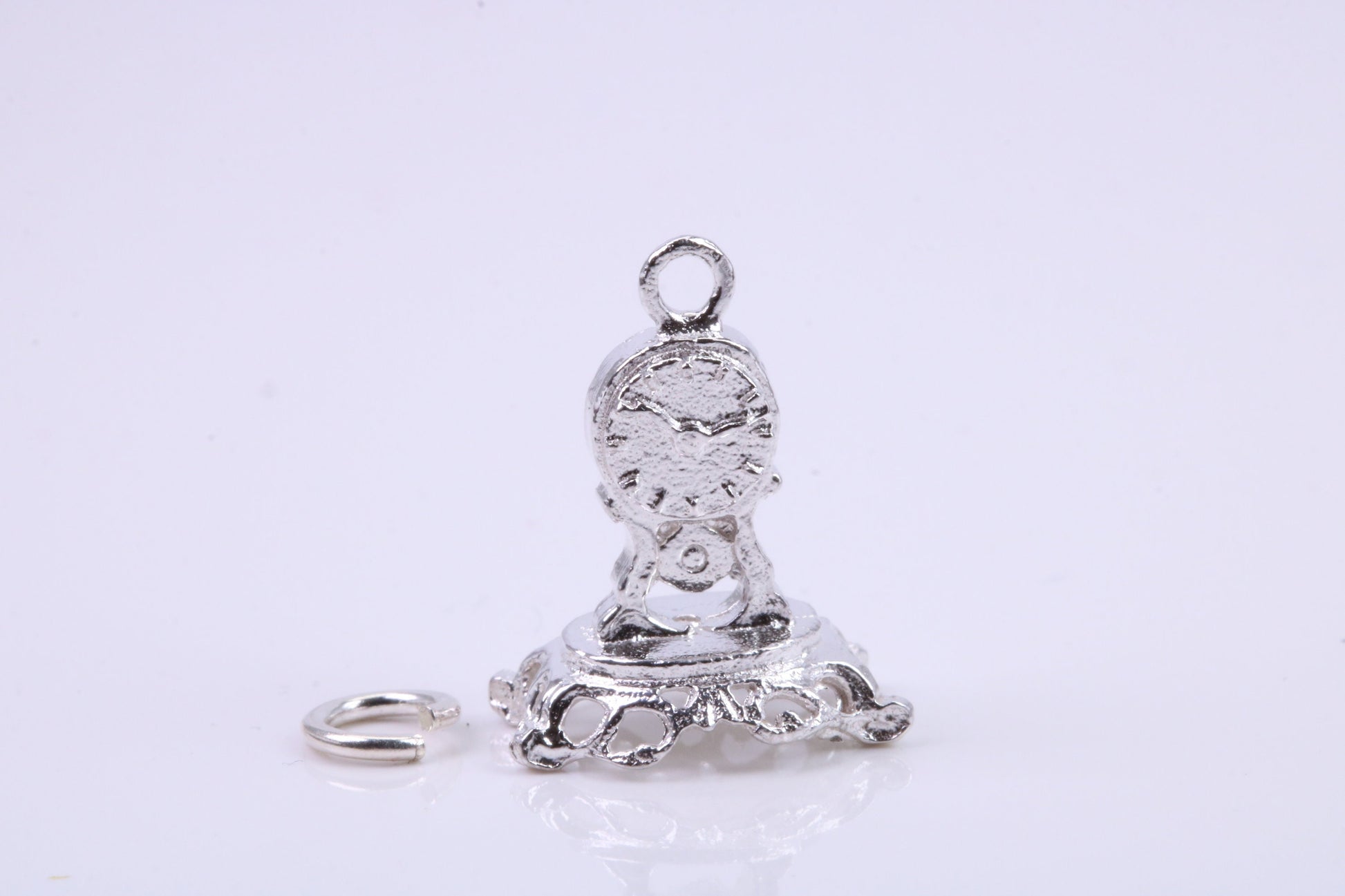 Mantle Clock Charm, Traditional Charm, Made from Solid 925 Grade Sterling Silver, Complete with Attachment Link