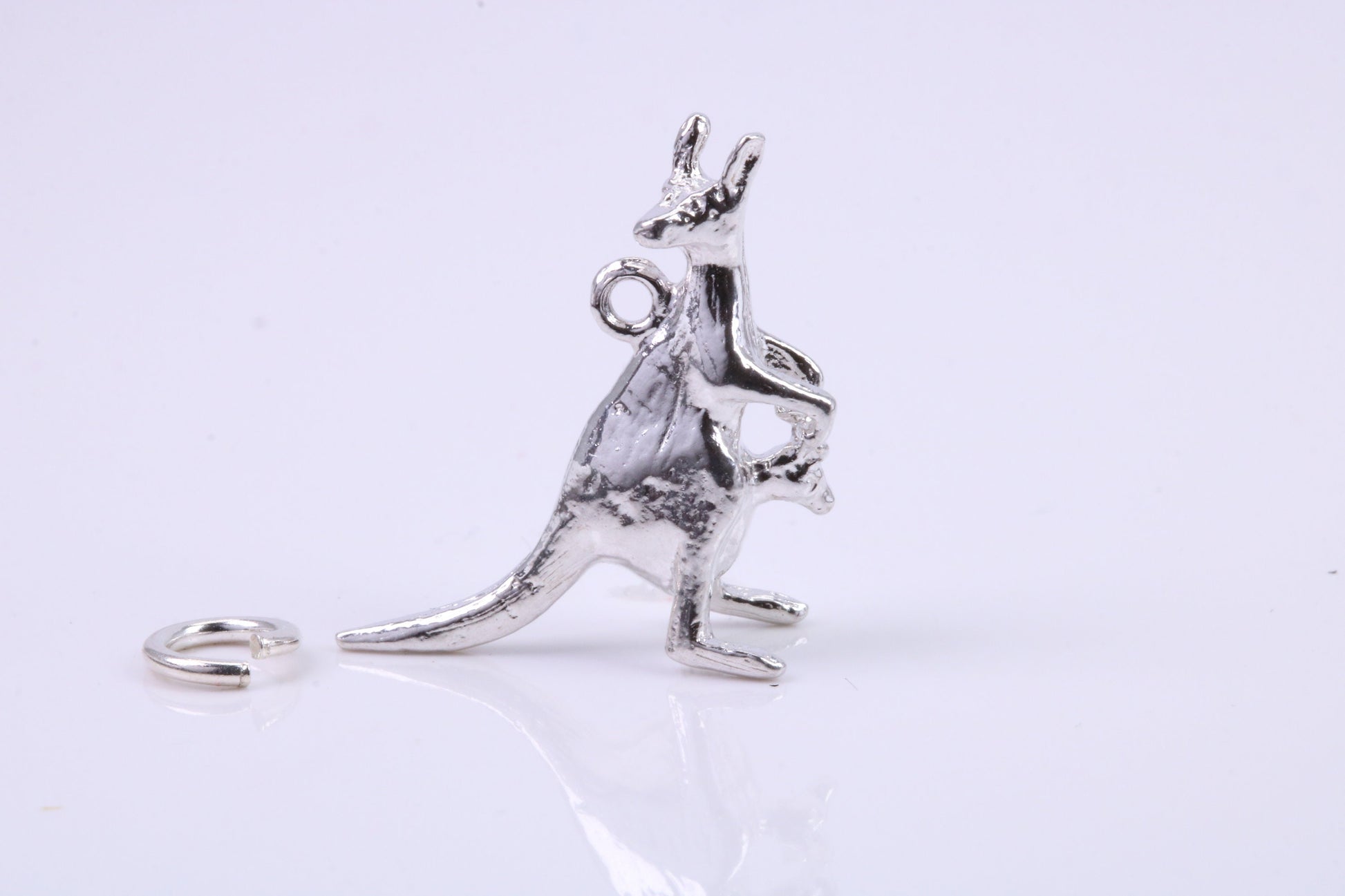 Kangaroo Charm, Traditional Charm, Made from Solid 925 Grade Sterling Silver, Complete with Attachment Link