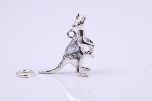 Kangaroo Charm, Traditional Charm, Made from Solid 925 Grade Sterling Silver, Complete with Attachment Link
