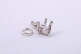 Teddy Bear Charm, Made from Solid Cast Silver, Complete with Attachment Link