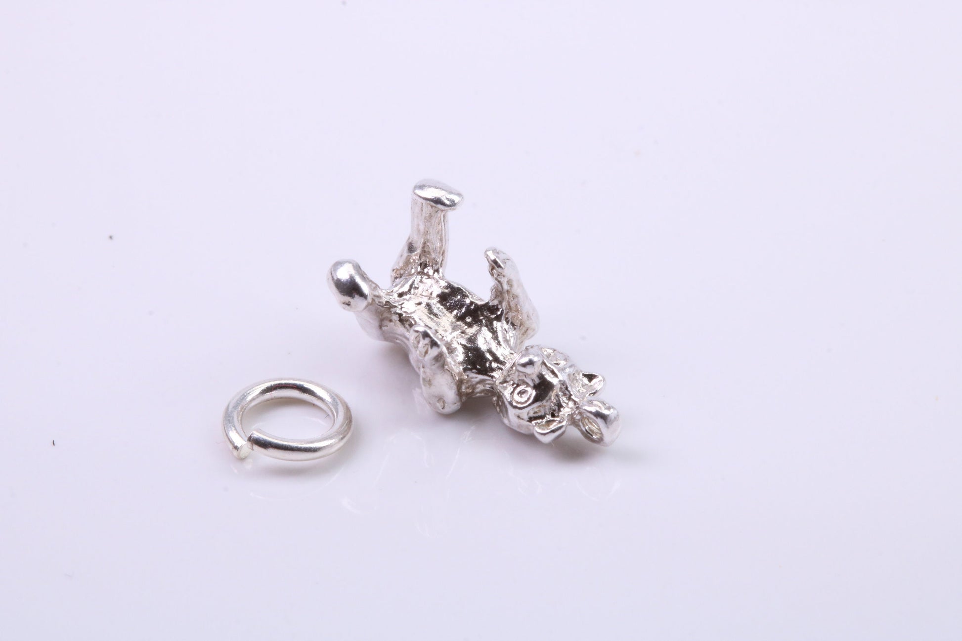 Teddy Bear Charm, Traditional Charm, Made from Solid 925 Grade Sterling Silver, Complete with Attachment Link