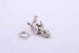 Teddy Bear Charm, Made from Solid Cast Silver, Complete with Attachment Link