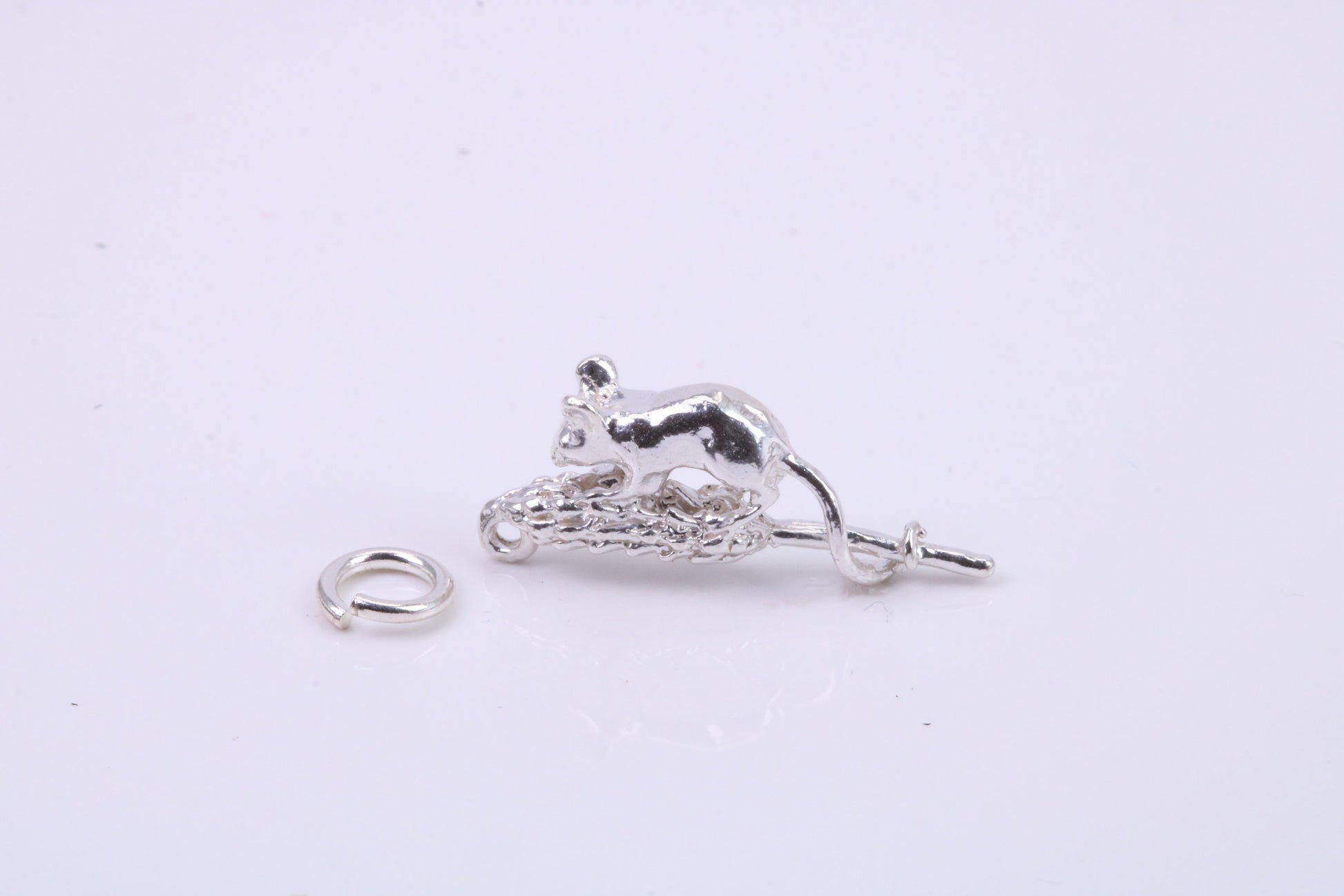 Corn Mouse Charm, Traditional Charm, Made from Solid 925 Grade Sterling Silver, Complete with Attachment Link