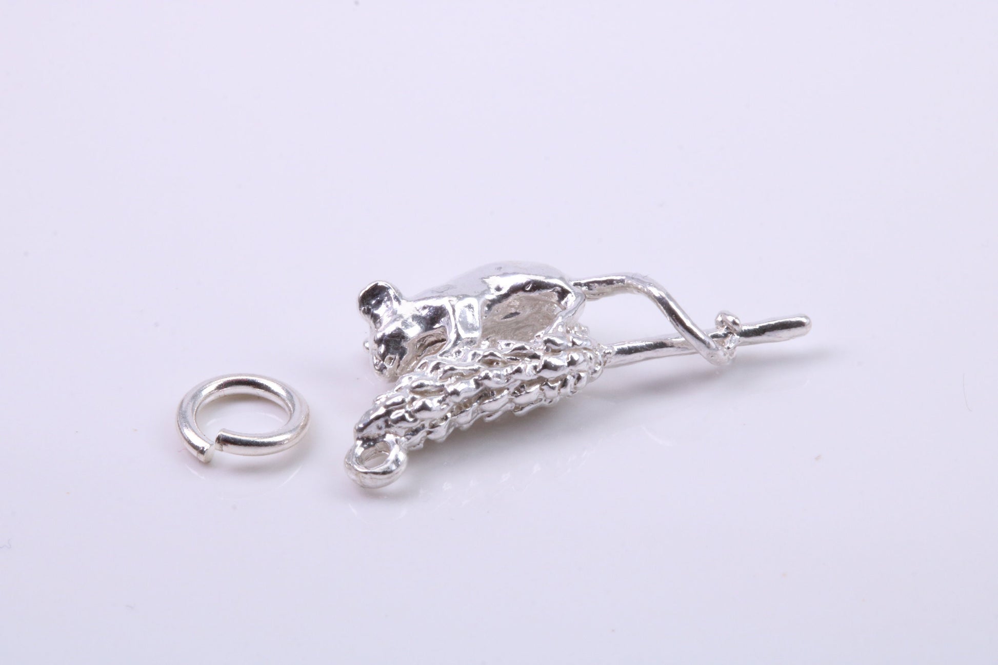 Corn Mouse Charm, Traditional Charm, Made from Solid 925 Grade Sterling Silver, Complete with Attachment Link