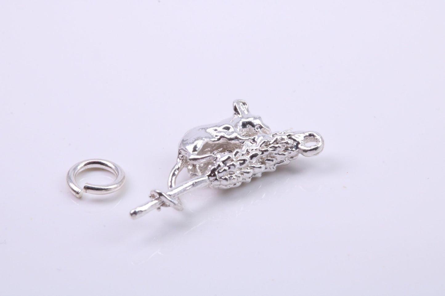 Corn Mouse Charm, Traditional Charm, Made from Solid 925 Grade Sterling Silver, Complete with Attachment Link