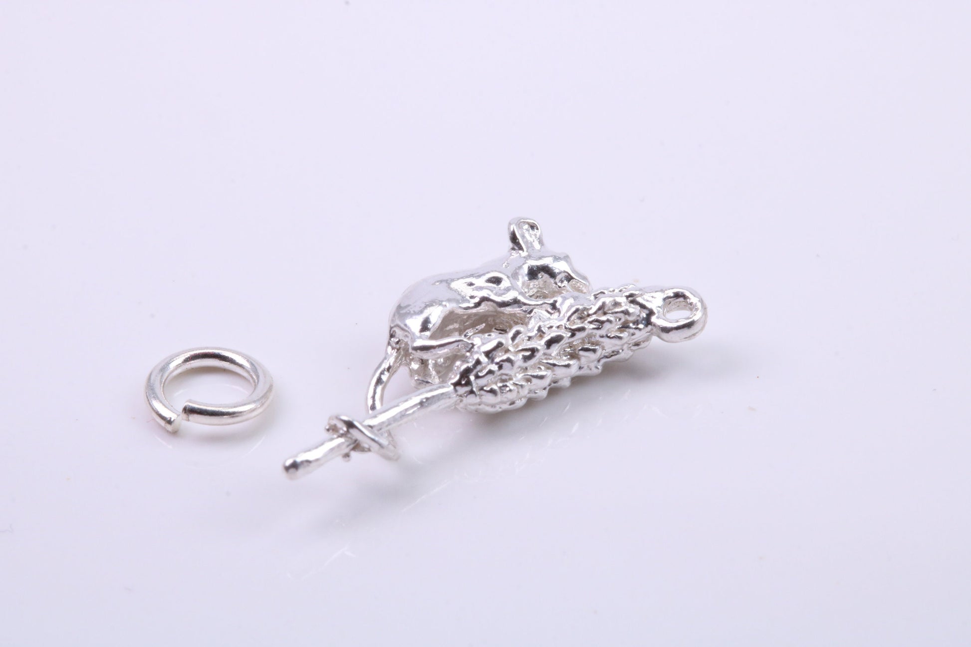 Corn Mouse Charm, Traditional Charm, Made from Solid 925 Grade Sterling Silver, Complete with Attachment Link