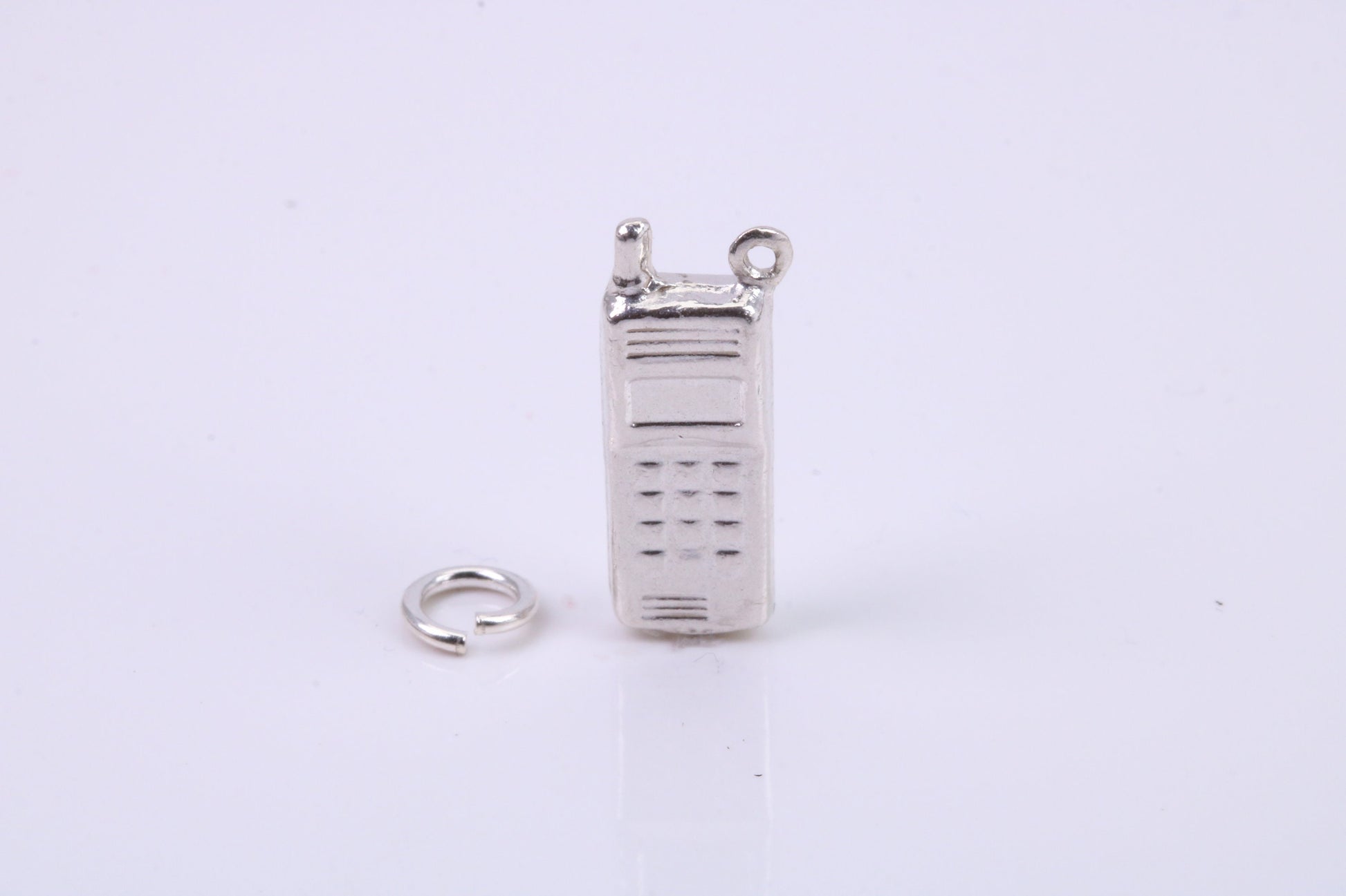 Cell Phone Charm, Traditional Charm, Made from Solid 925 Grade Sterling Silver, Complete with Attachment Link