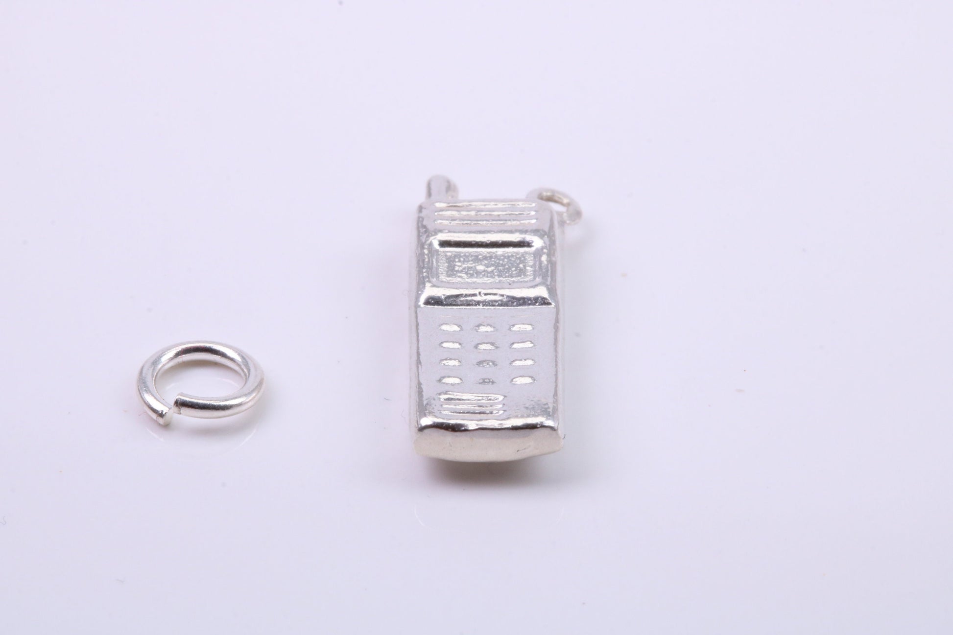 Cell Phone Charm, Traditional Charm, Made from Solid 925 Grade Sterling Silver, Complete with Attachment Link