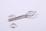 21st Birthday Key Charm, Made from Solid Cast Silver, Complete with Attachment Link