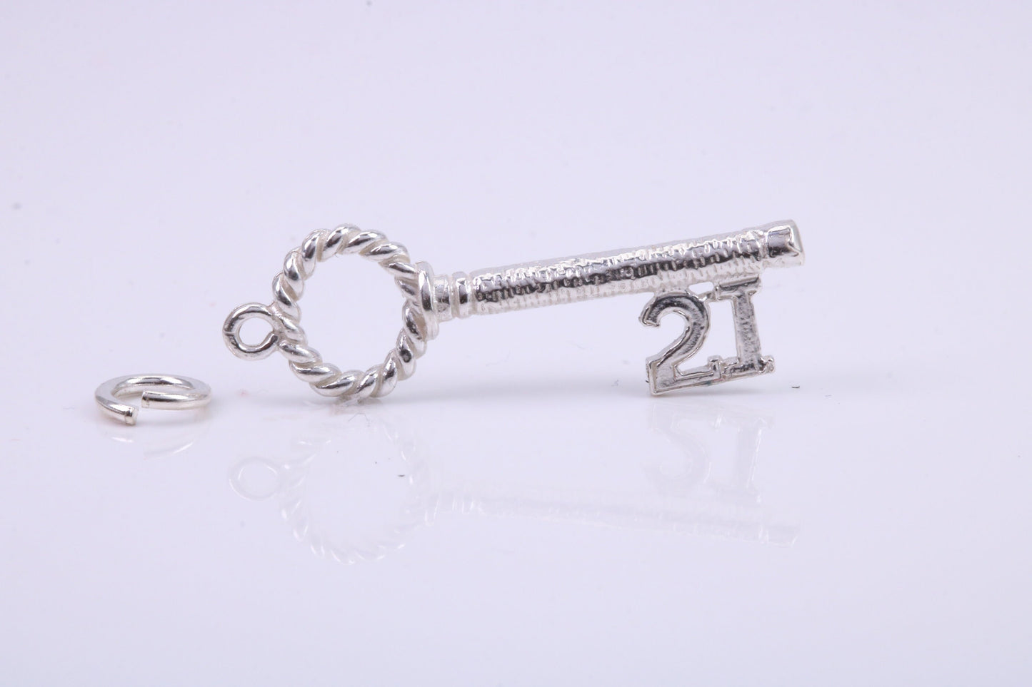 21st Birthday Key Charm, Traditional Charm, Made from Solid 925 Grade Sterling Silver, Complete with Attachment Link