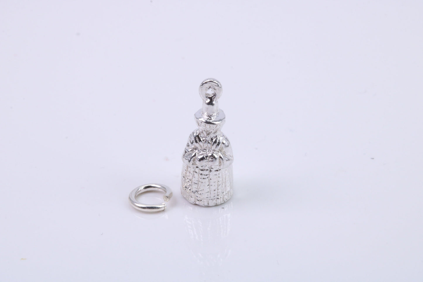 Victorian Lady Charm, Traditional Charm, Made from Solid 925 Grade Sterling Silver, Complete with Attachment Link