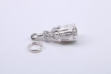 Victorian Lady Charm, Made from Solid Cast Silver, Complete with Attachment Link