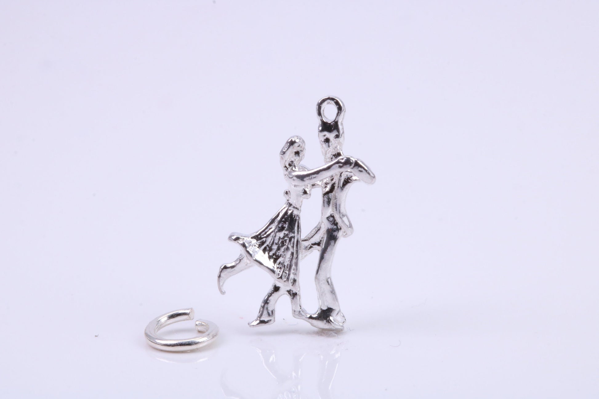Waltzing Couple Charm, Traditional Charm, Made from Solid 925 Grade Sterling Silver, Complete with Attachment Link