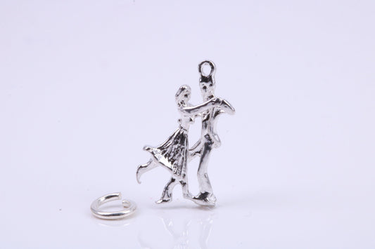 Waltzing Couple Charm, Traditional Charm, Made from Solid 925 Grade Sterling Silver, Complete with Attachment Link