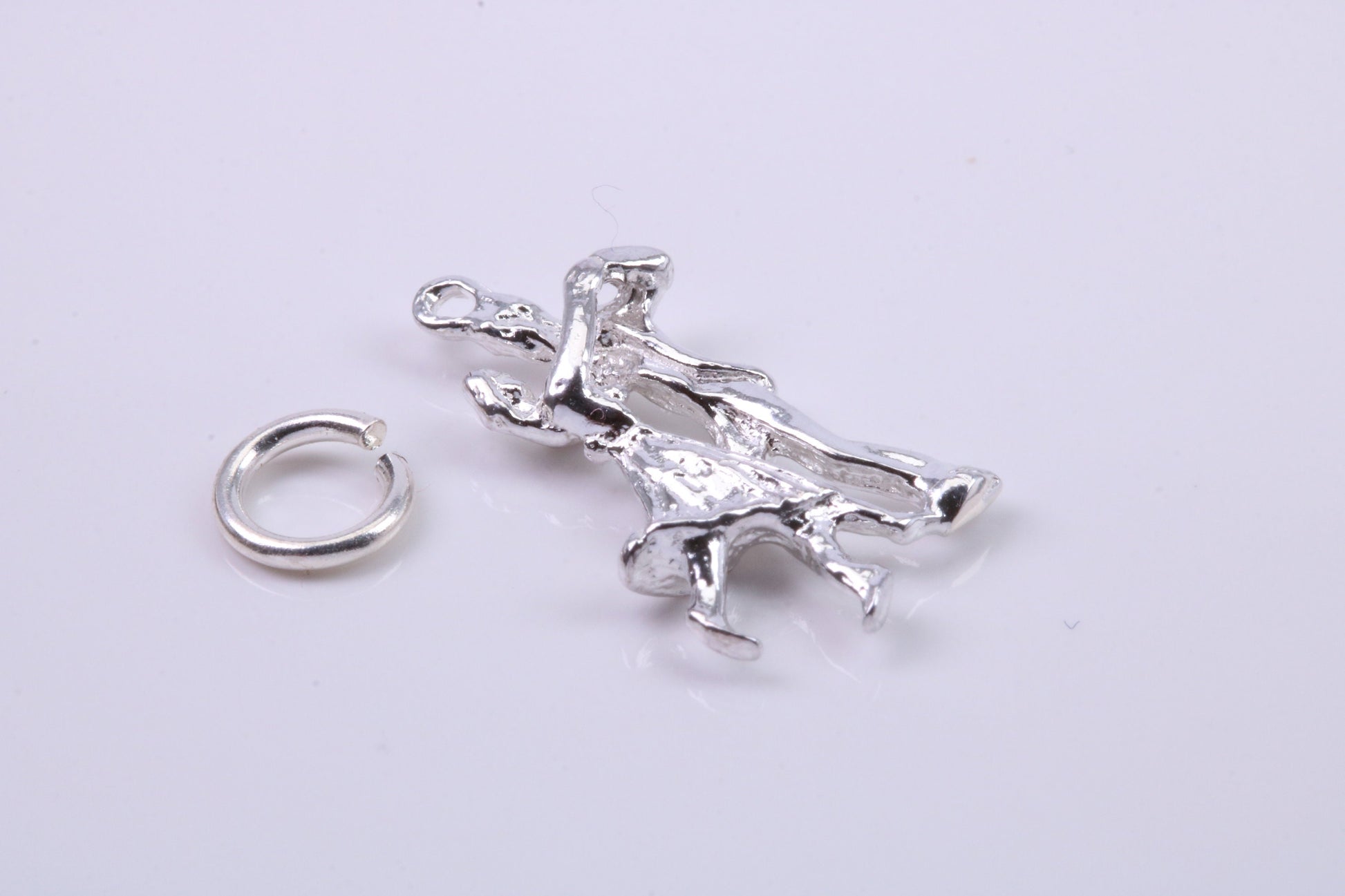 Waltzing Couple Charm, Traditional Charm, Made from Solid 925 Grade Sterling Silver, Complete with Attachment Link