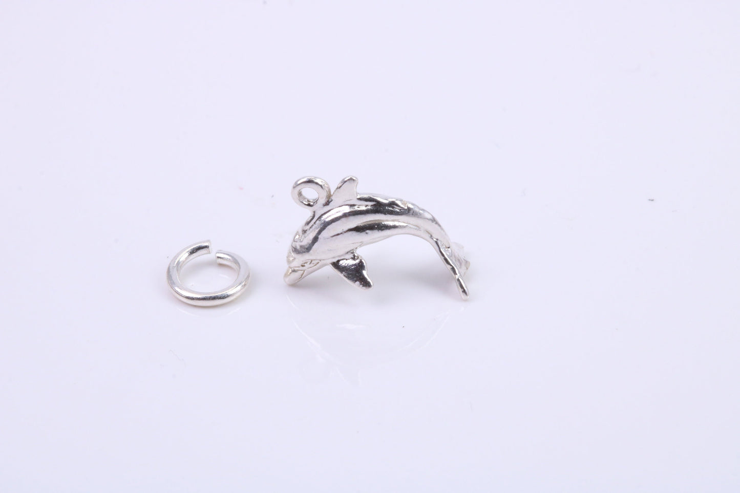 Dolphin Charm, Traditional Charm, Made from Solid 925 Grade Sterling Silver, Complete with Attachment Link