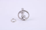 Gollum Charm, Made from Solid Cast Silver, Complete with Attachment Link