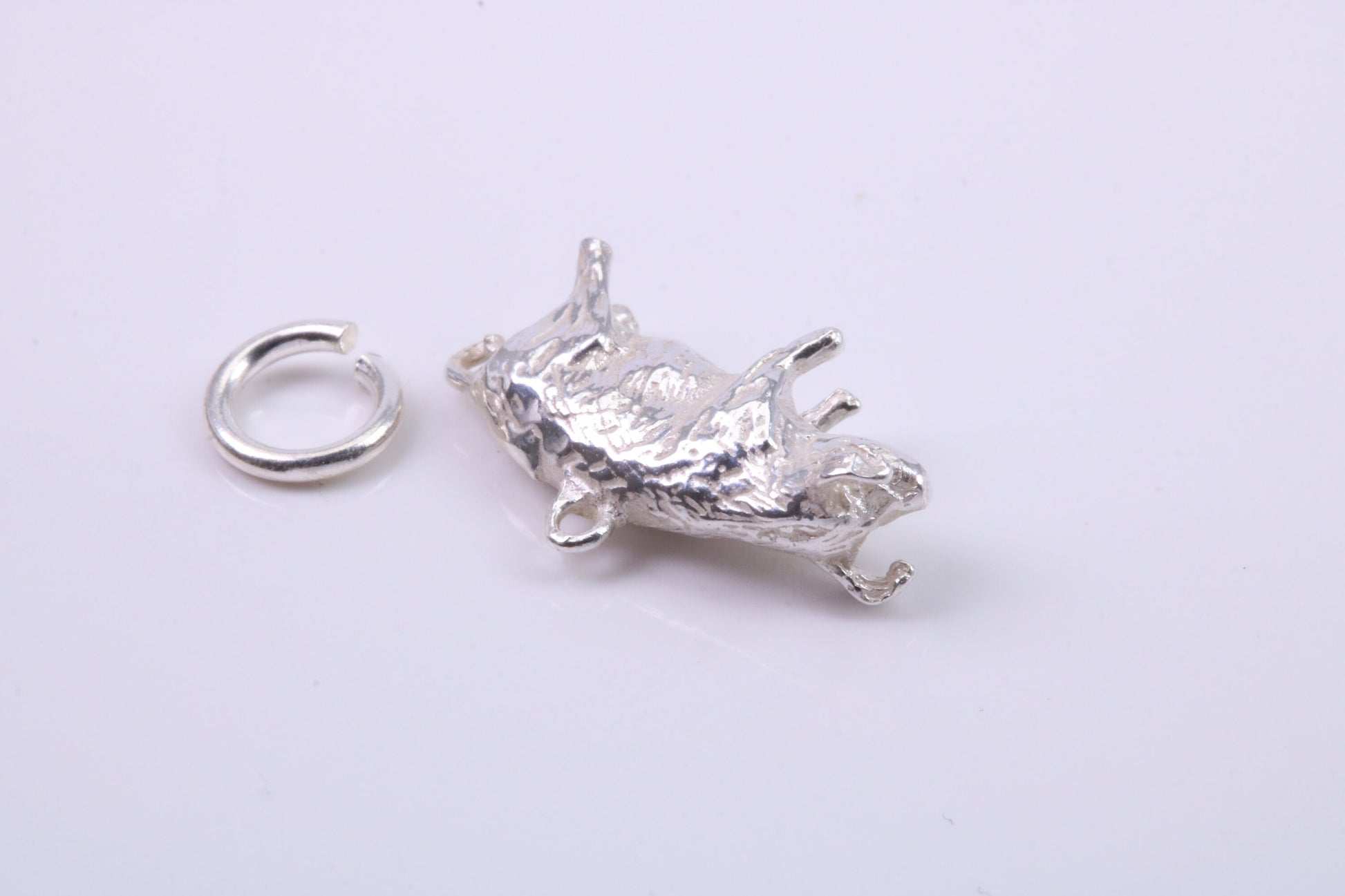 Farm Pig Charm, Traditional Charm, Made from Solid 925 Grade Sterling Silver, Complete with Attachment Link