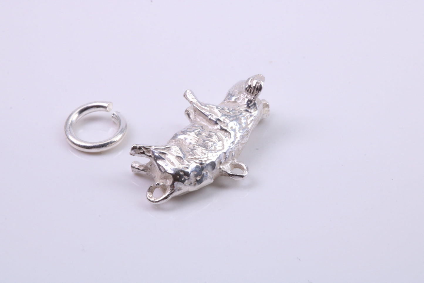 Farm Pig Charm, Traditional Charm, Made from Solid 925 Grade Sterling Silver, Complete with Attachment Link