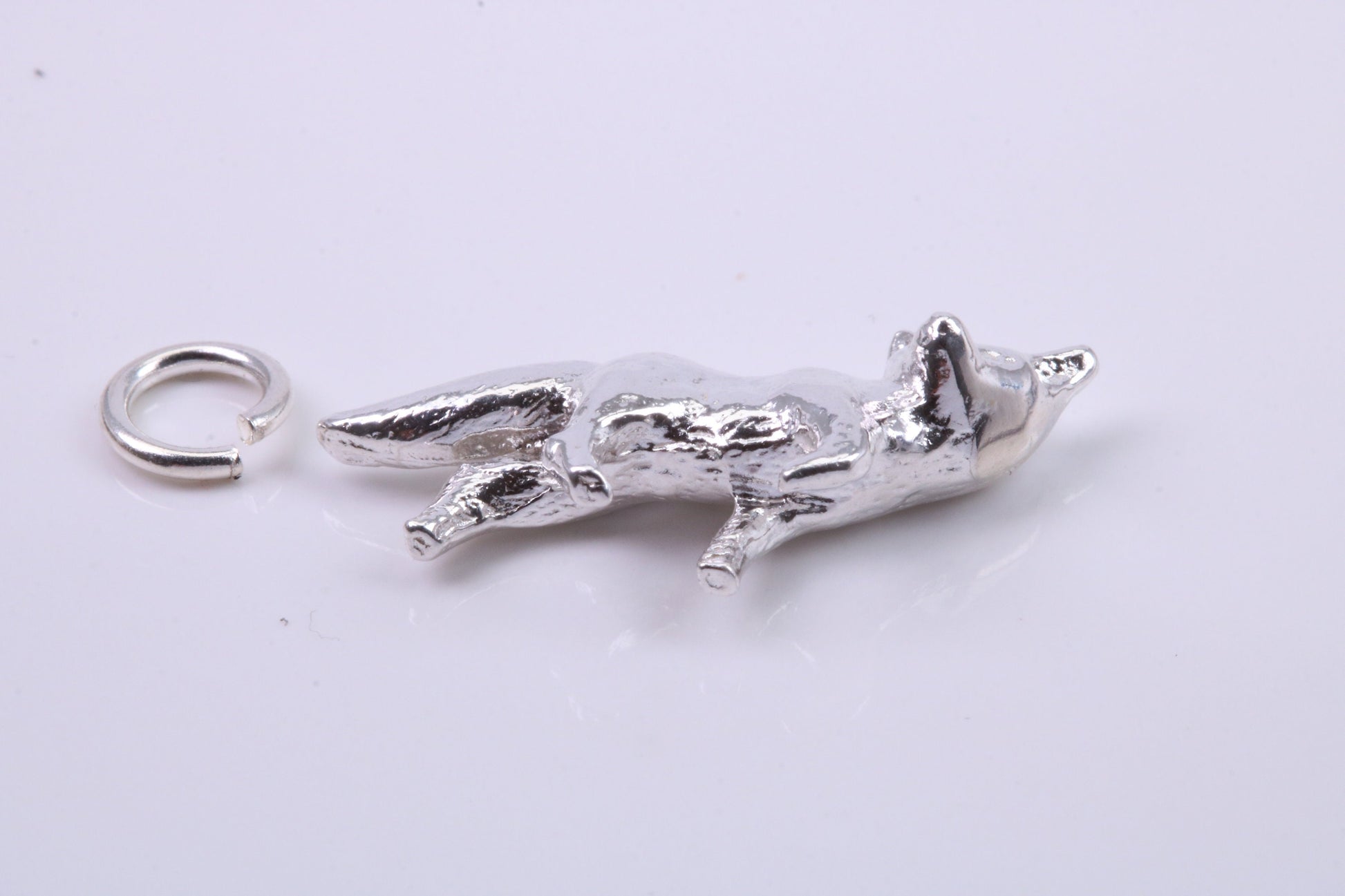 Fox Charm, Traditional Charm, Made from Solid 925 Grade Sterling Silver, Complete with Attachment Link