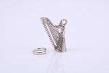 Harp Charm, Made from Solid Cast Silver, Complete with Attachment Link
