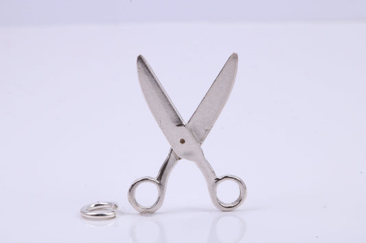 Scissor Charm, Traditional Charm, Made from Solid 925 Grade Sterling Silver, Complete with Attachment Link