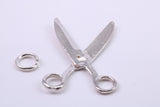 Scissors Charm, Made from Solid Cast Silver, Complete with Attachment Link