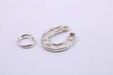 Good Luck Horse Shoe Charm, Made from Solid Cast Silver, Complete with Attachment Link