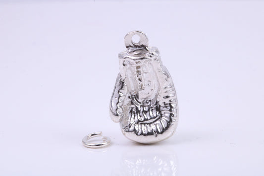Heavy Boxing Glove Charm, Traditional Charm, Made from Solid 925 Grade Sterling Silver, Complete with Attachment Link