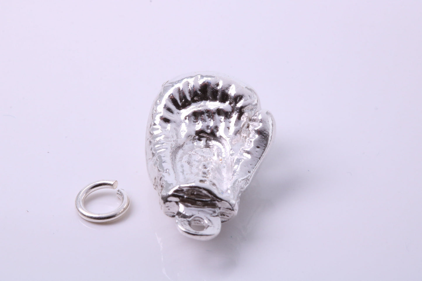 Heavy Boxing Glove Charm, Traditional Charm, Made from Solid 925 Grade Sterling Silver, Complete with Attachment Link