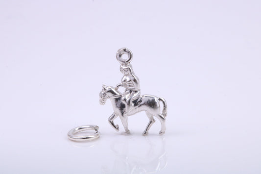 Lady Godiva Charm, Traditional Charm, Made from Solid 925 Grade Sterling Silver, Complete with Attachment Link
