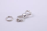Bow Tie Charm, Made from Solid Cast Sterling Silver, Complete with Attachment Link