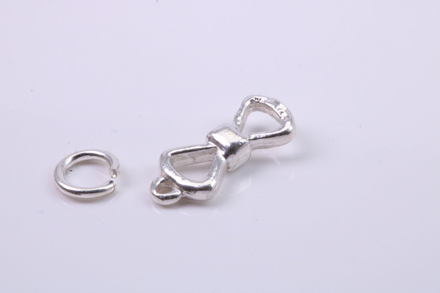 Bow Tie Charm, Traditional Charm, Made from Solid 925 Grade Sterling Silver, Complete with Attachment Link