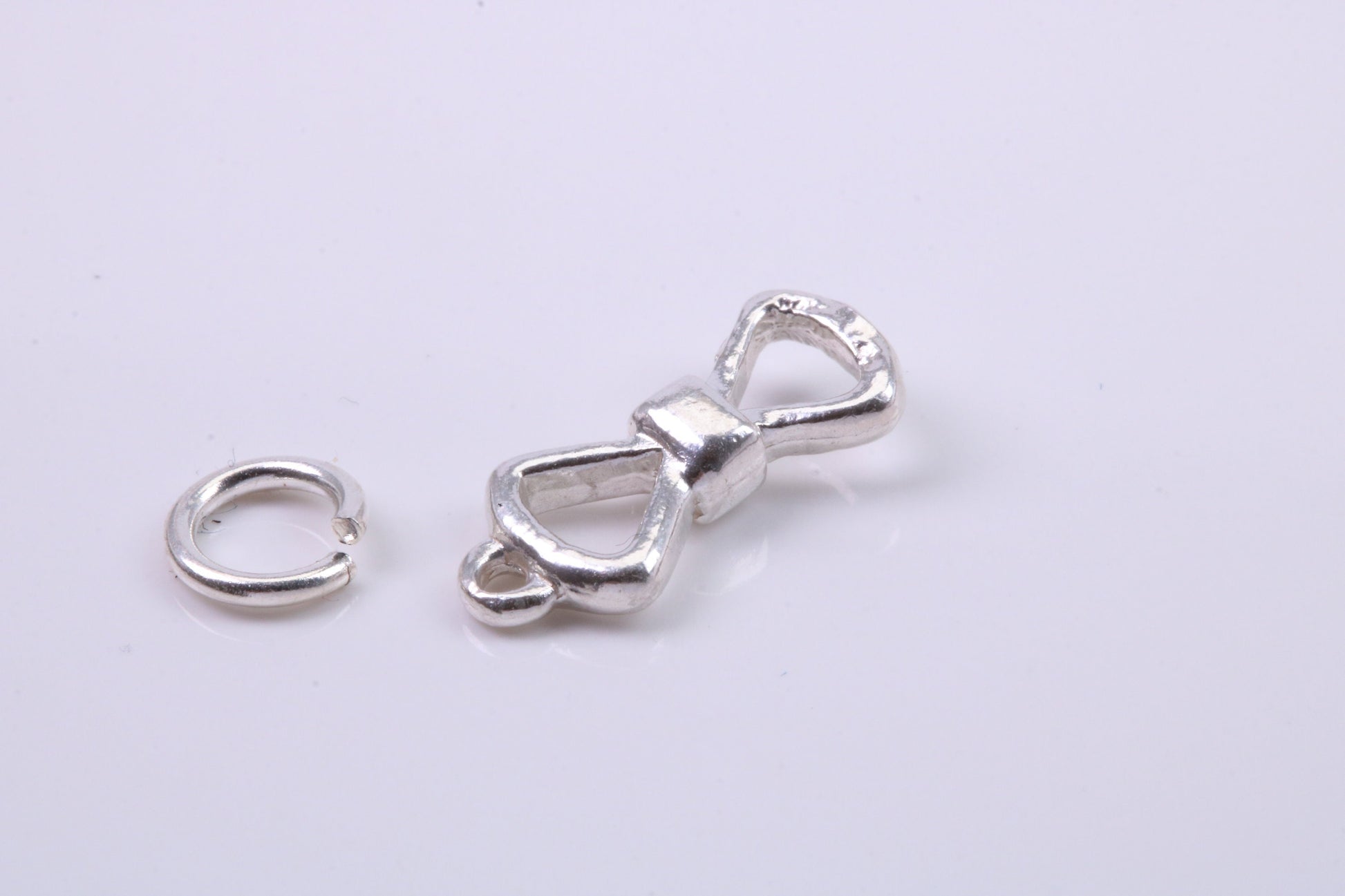 Bow Tie Charm, Traditional Charm, Made from Solid 925 Grade Sterling Silver, Complete with Attachment Link