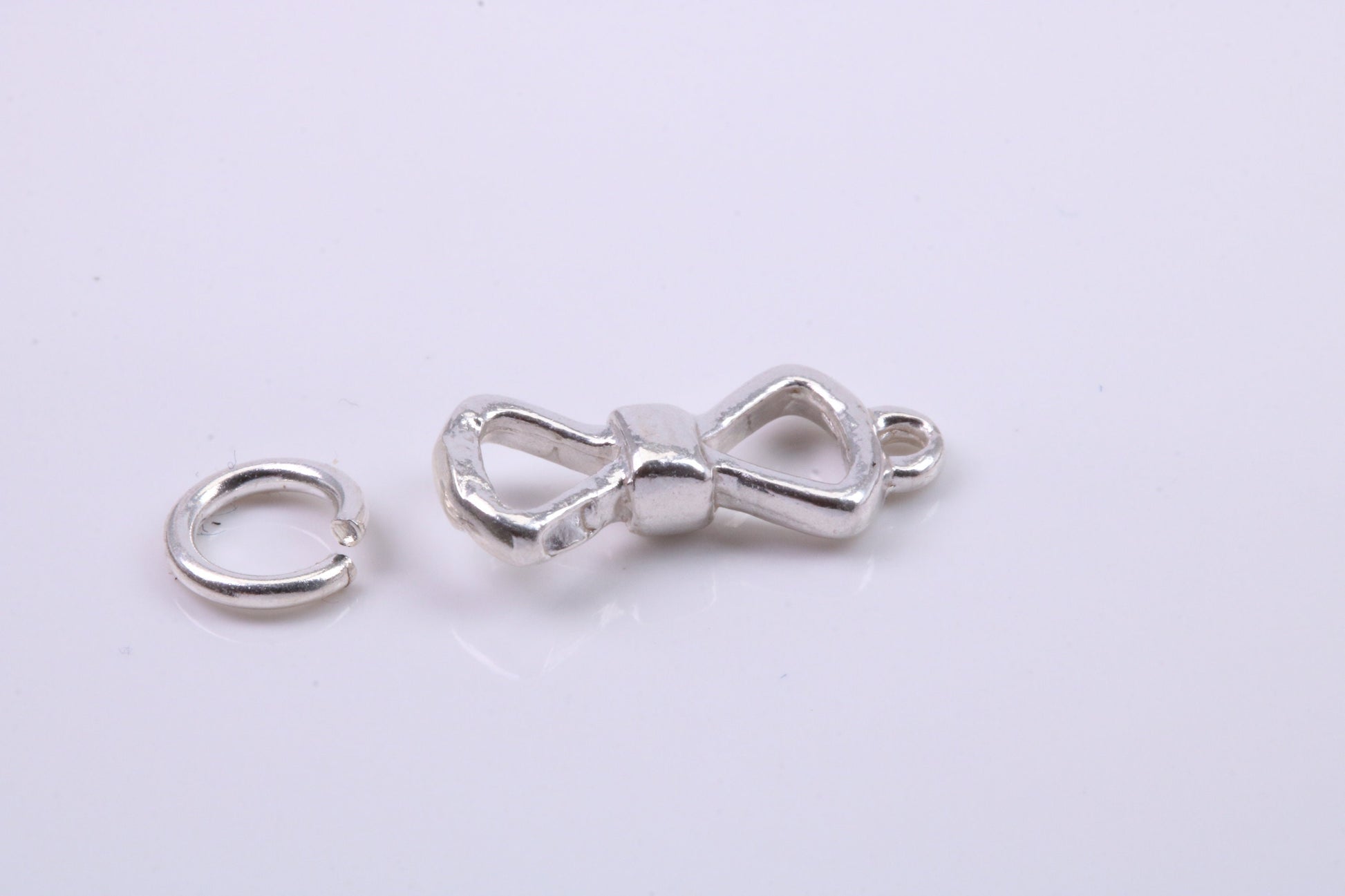 Bow Tie Charm, Traditional Charm, Made from Solid 925 Grade Sterling Silver, Complete with Attachment Link