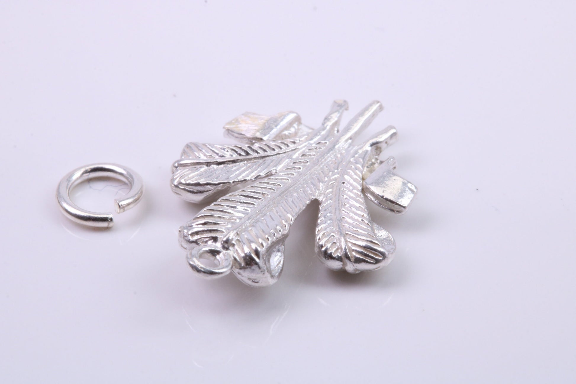 Prince of Wales Feathers Charm, Traditional Charm, Made from Solid 925 Grade Sterling Silver, Complete with Attachment Link