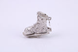 Large Ski Boot Charm, Traditional Charm, Made from Solid Cast Silver, Complete with Attachment Link