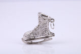 Large Ski Boot Charm, Traditional Charm, Made from Solid Cast Silver, Complete with Attachment Link