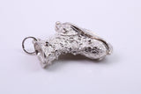 Large Ski Boot Charm, Traditional Charm, Made from Solid Cast Silver, Complete with Attachment Link