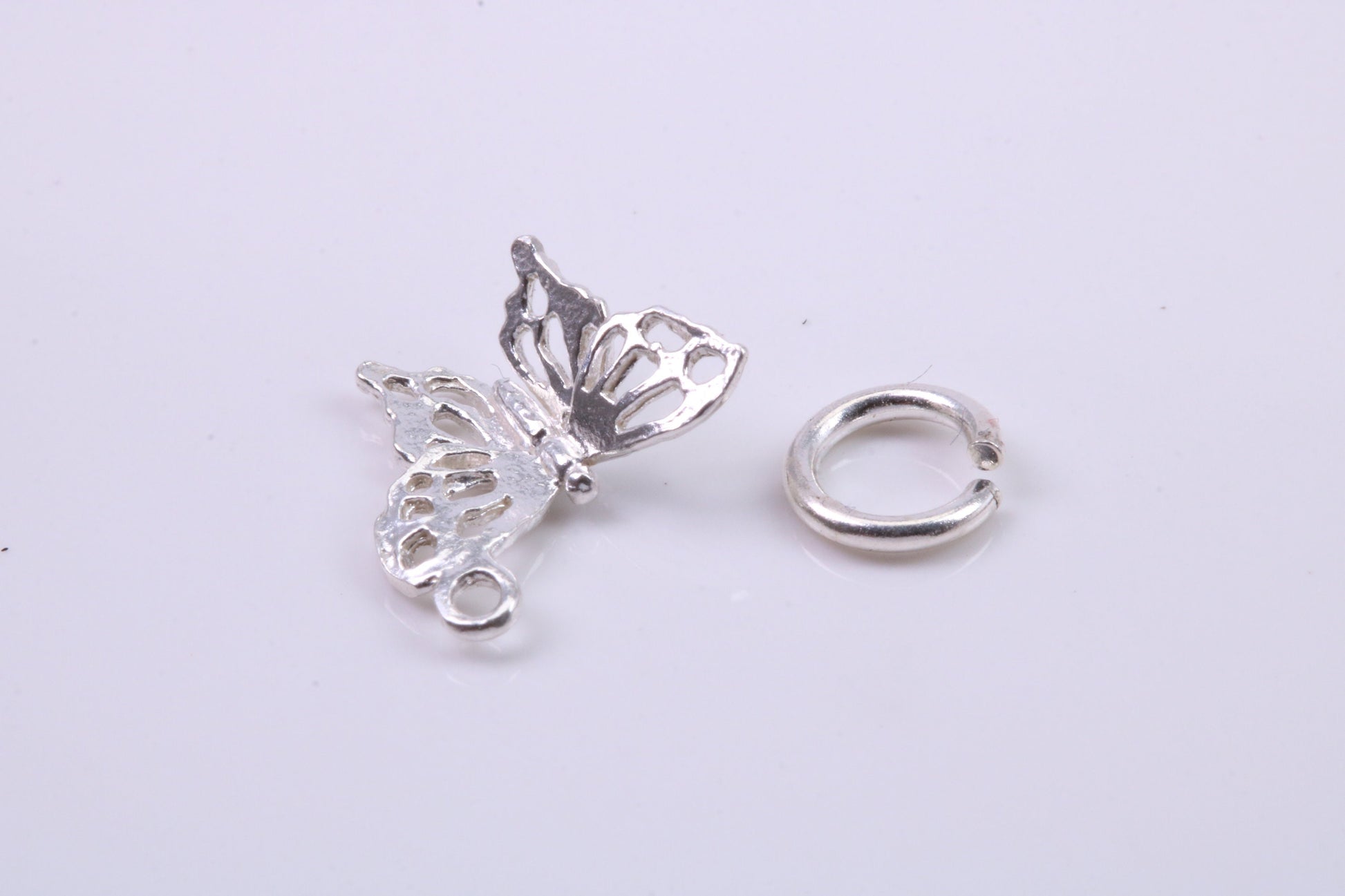 Butterfly Charm, Traditional Charm, Made from Solid 925 Grade Sterling Silver, Complete with Attachment Link