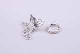 Butterfly Charm, Traditional Charm, Made from Solid 925 Grade Sterling Silver, Complete with Attachment Link