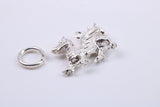 Welsh Dragon Charm, Made from Solid Cast Silver, Complete with Attachment Link