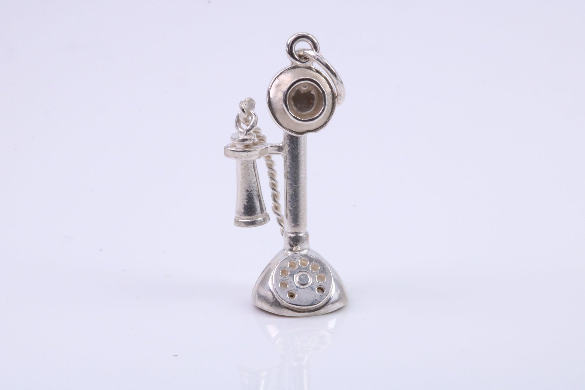 Vintage Phone Charm, Traditional Charm, Made from Solid 925 Grade Sterling Silver, Complete with Attachment Link